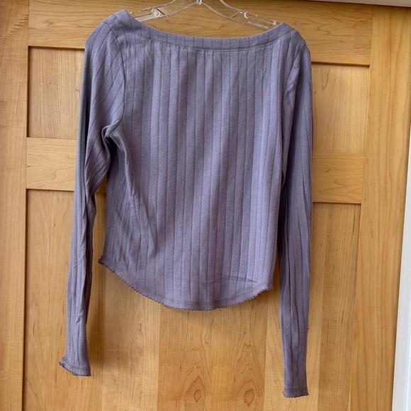 Free People Purple Buttoned V-Neck Blouse - Picture 4 of 4